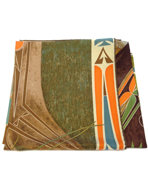 Hermès "WA ' KO NI" Princess Indian in orange silk