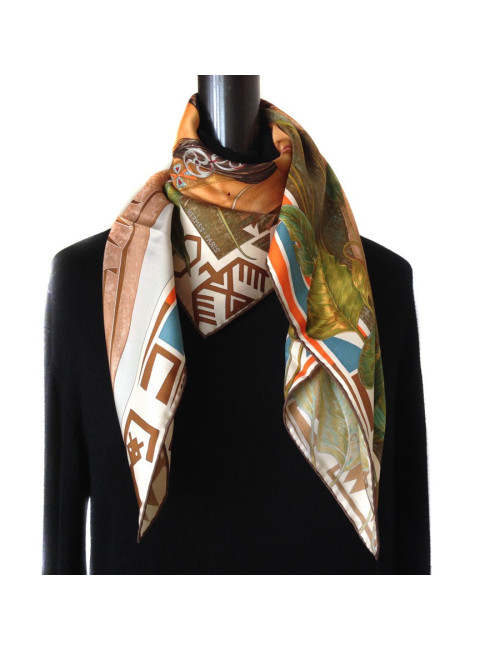 Hermès "WA ' KO NI" Princess Indian in orange silk