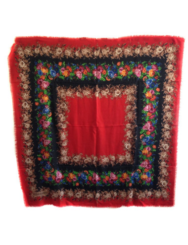 XXX Châle YVES SAINT LAURENT rouge et noir 