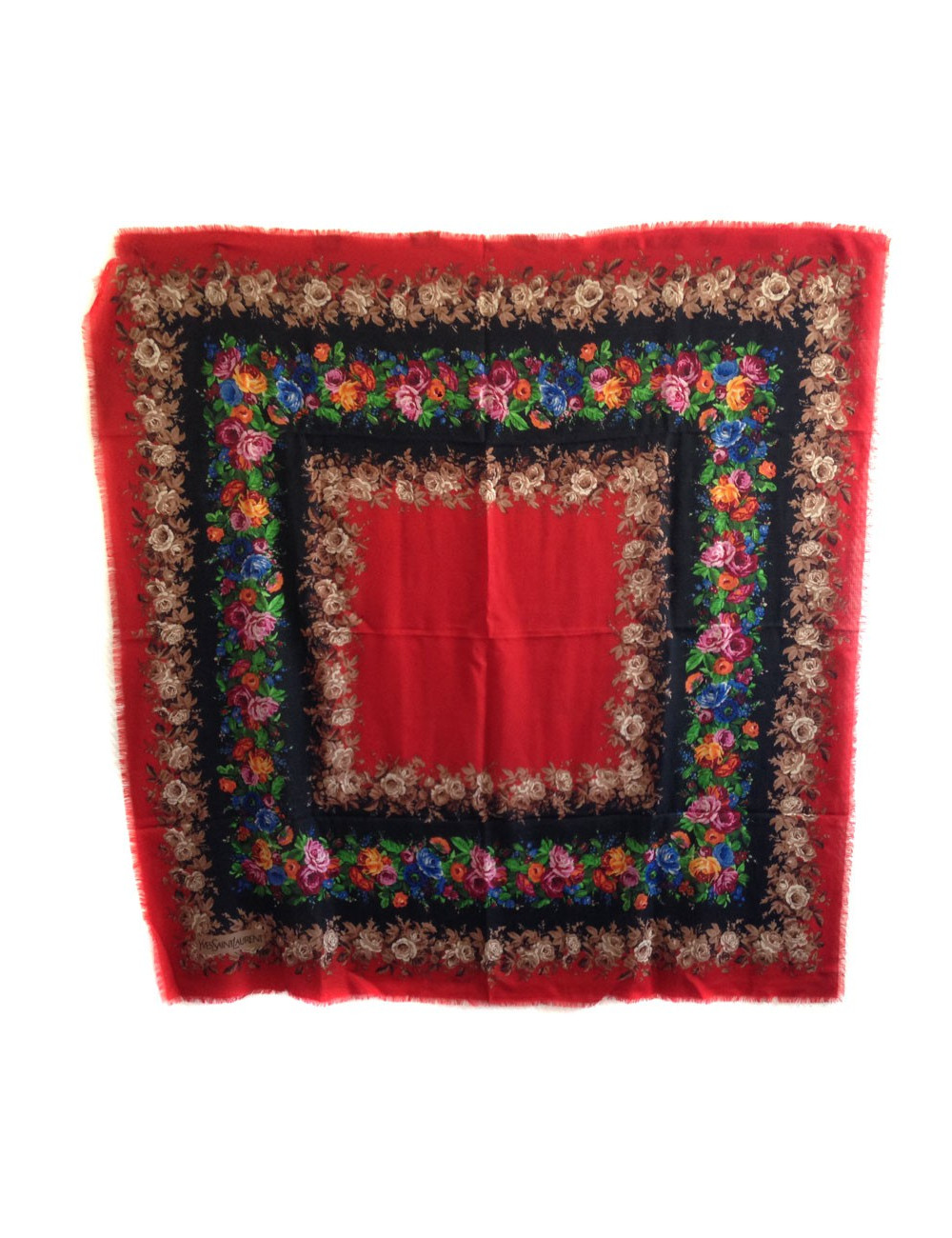 YVES SAINT LAURENT black and red shawl