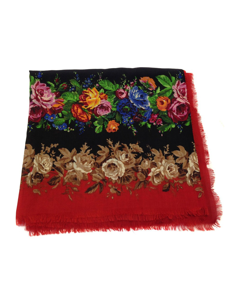 YVES SAINT LAURENT black and red shawl