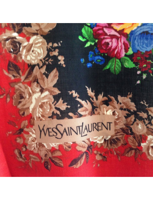 YVES SAINT LAURENT black and red shawl