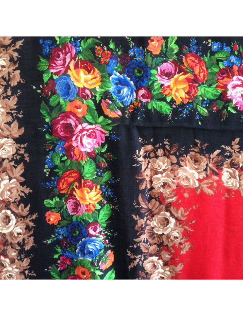 YVES SAINT LAURENT black and red shawl