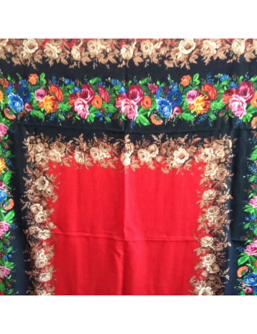 YVES SAINT LAURENT black and red shawl