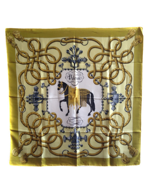 Hermès "Palfrey" in khaki and gold silk