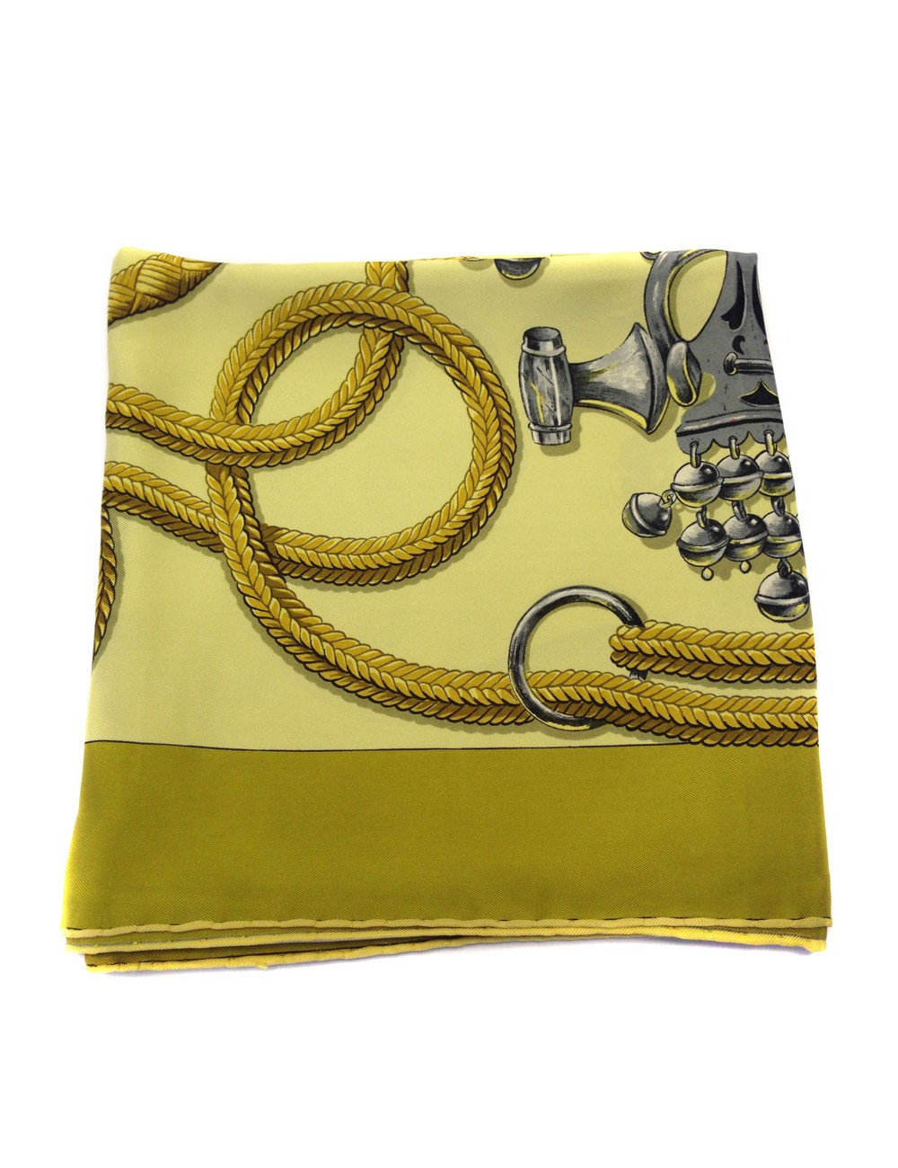 Hermès "Palfrey" in khaki and gold silk