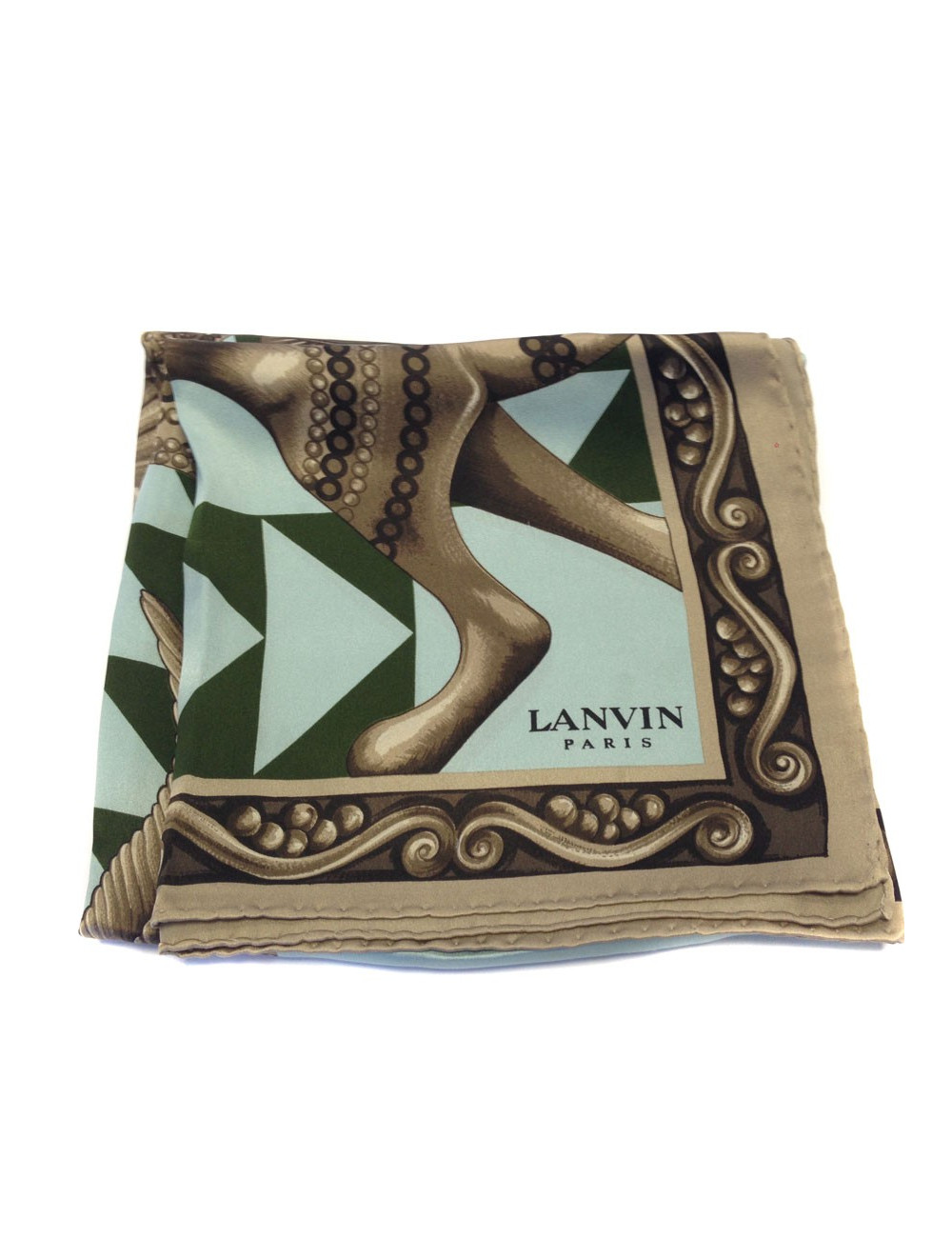 Foulard LANVIN en soie bronze et bleu
