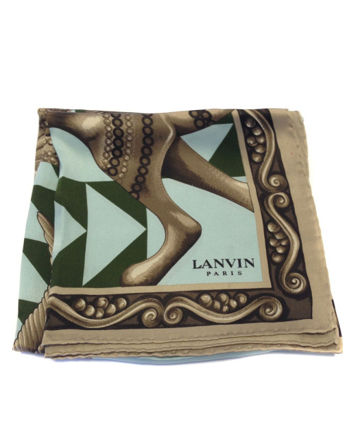 LANVIN vintage bronze and blue silk scarf