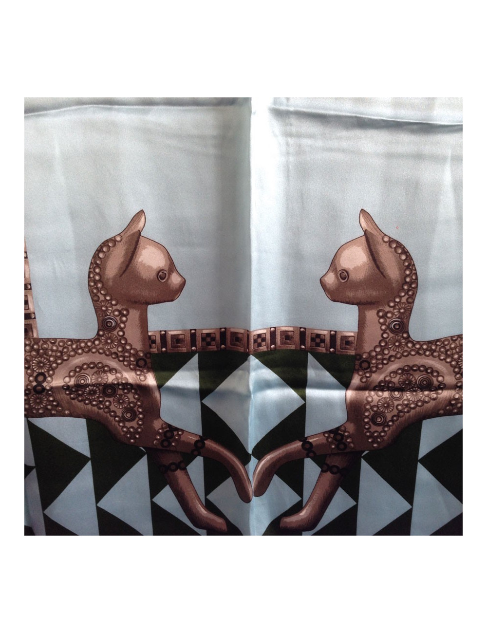 LANVIN vintage bronze and blue silk scarf