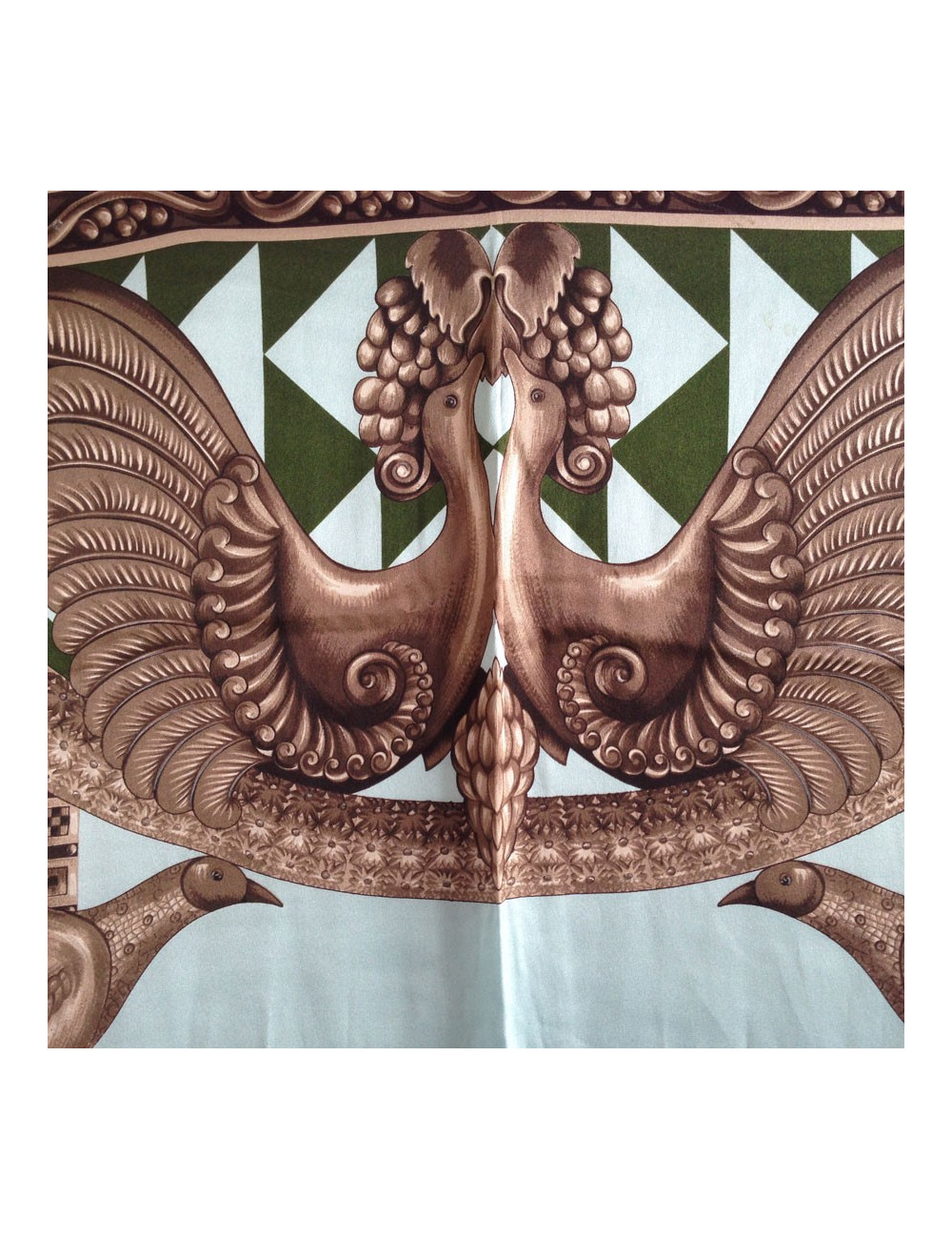 LANVIN vintage bronze and blue silk scarf