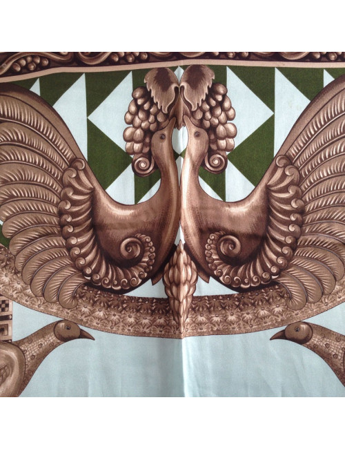 LANVIN vintage bronze and blue silk scarf