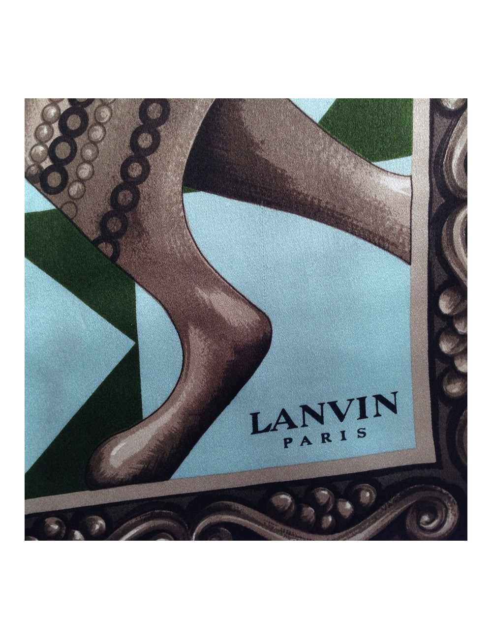 Foulard LANVIN en soie bronze et bleu