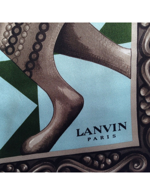 Foulard LANVIN en soie bronze et bleu