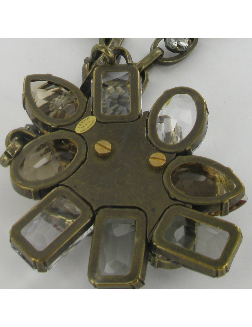 LANVIN chain in gold metal and rhinestone necklace