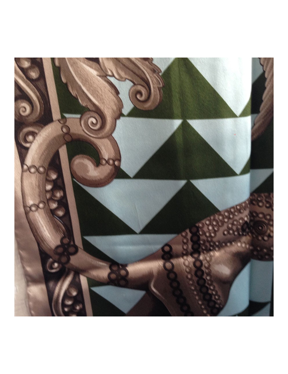 LANVIN vintage bronze and blue silk scarf