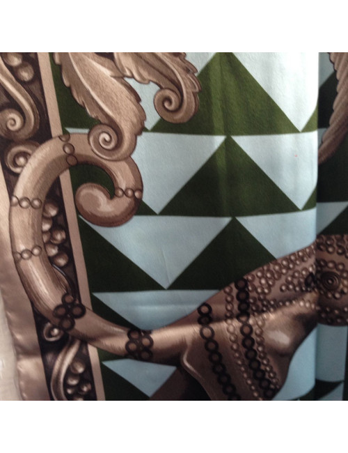 LANVIN vintage bronze and blue silk scarf