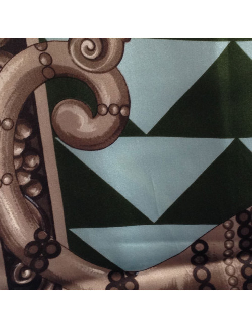 Foulard LANVIN en soie bronze et bleu