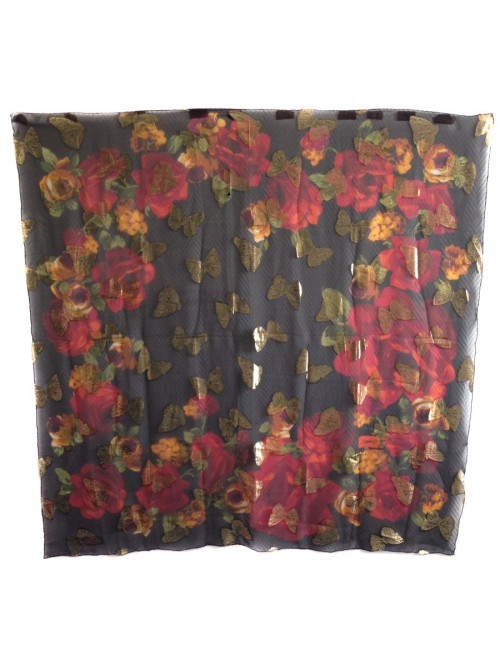 Foulard YVES SAINT LAURENT noir et or