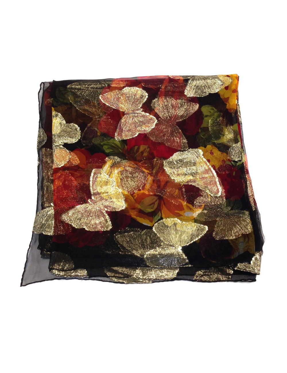 Foulard YVES SAINT LAURENT noir et or