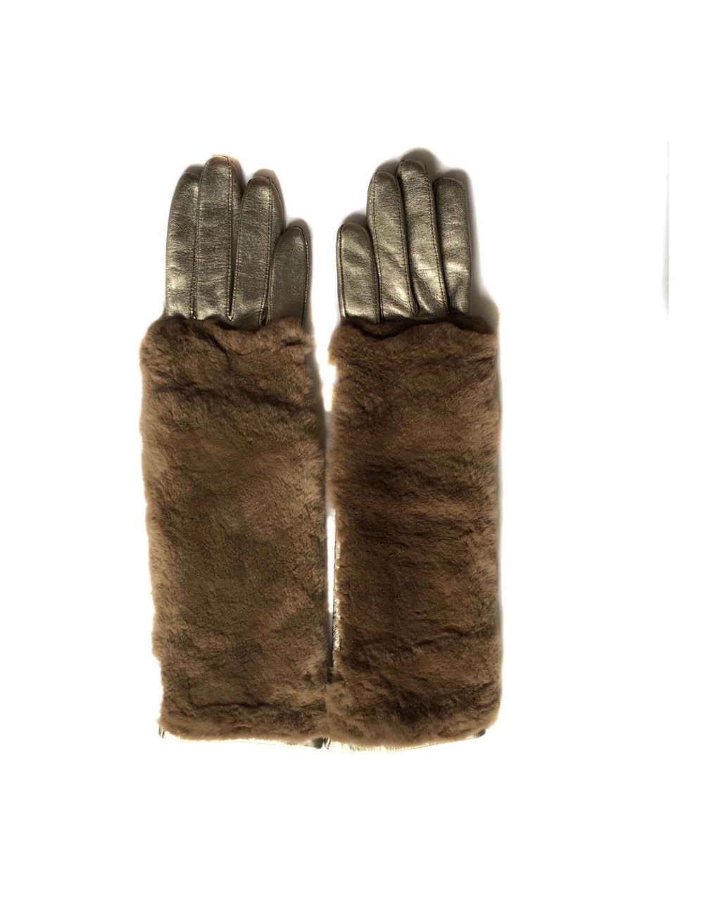 Gants MAISON FABRE cuir d'agneau bronze et orylag