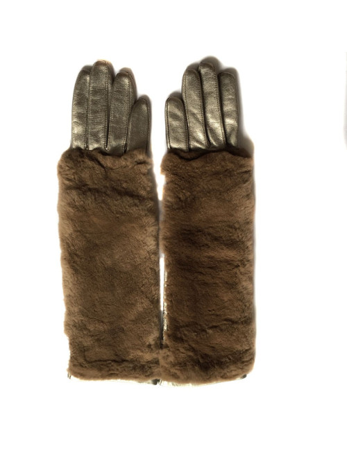 Gants MAISON FABRE cuir d'agneau bronze et orylag