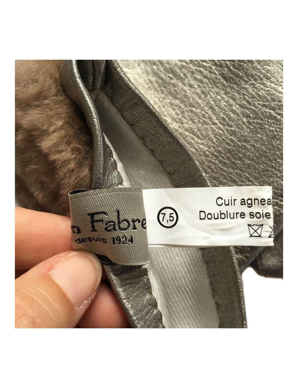 Gants MAISON FABRE cuir d'agneau bronze et orylag