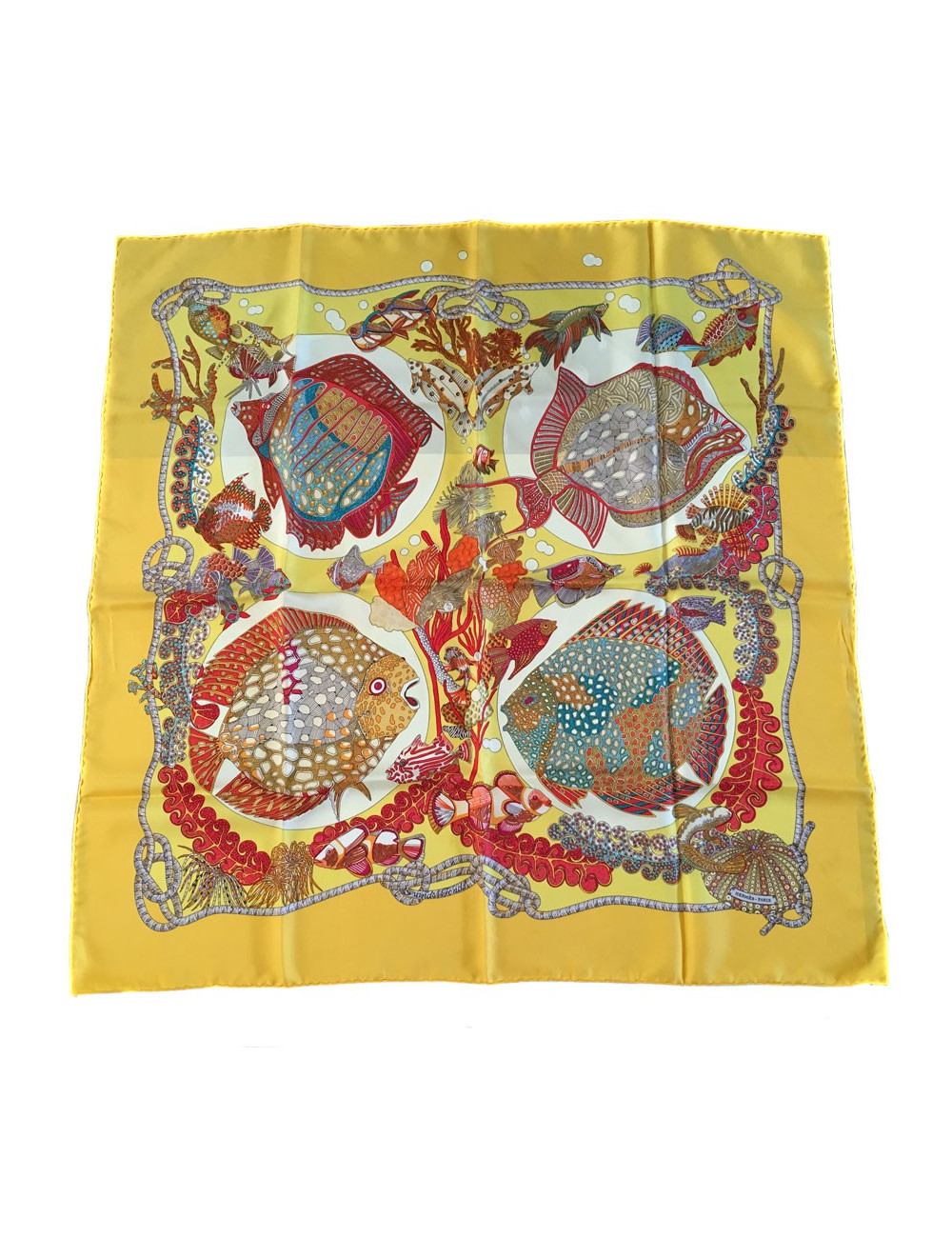 Hermès 'Great fund' in yellow silk