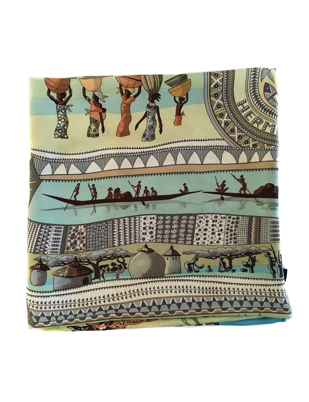 Square HERMES 'Life of the river' in blue silk