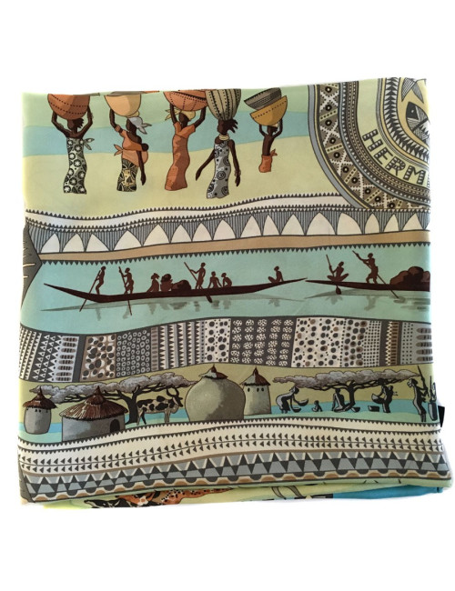 Square HERMES 'Life of the river' in blue silk