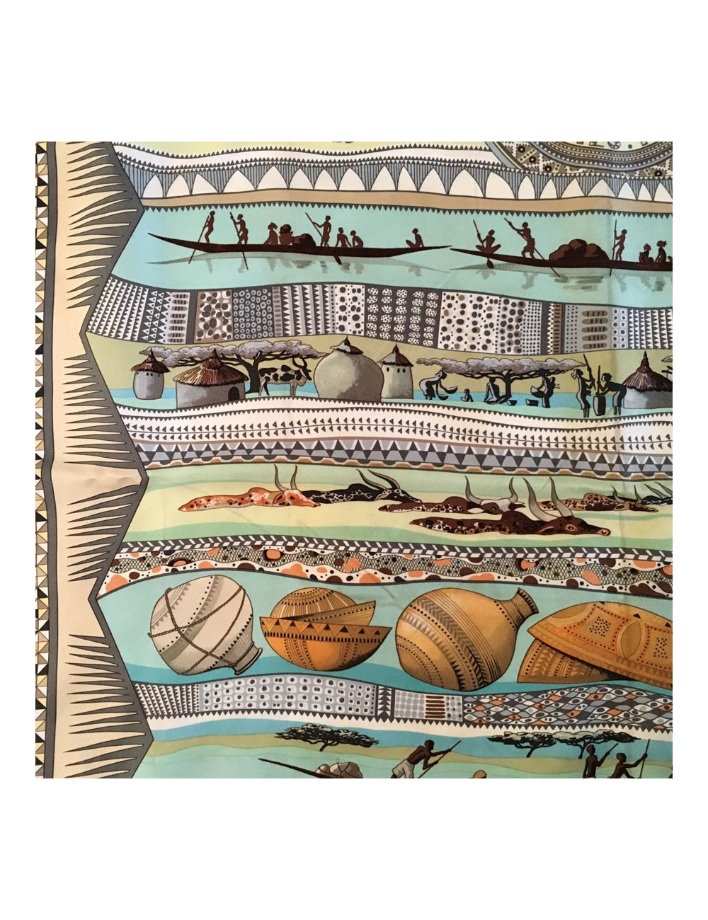 Square HERMES 'Life of the river' in blue silk