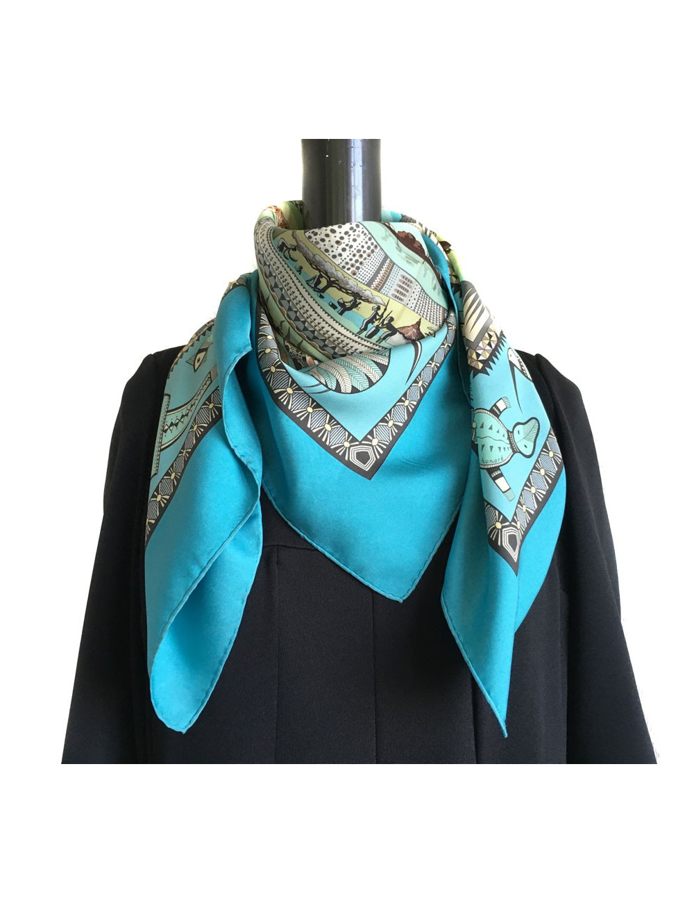 Square HERMES 'Life of the river' in blue silk