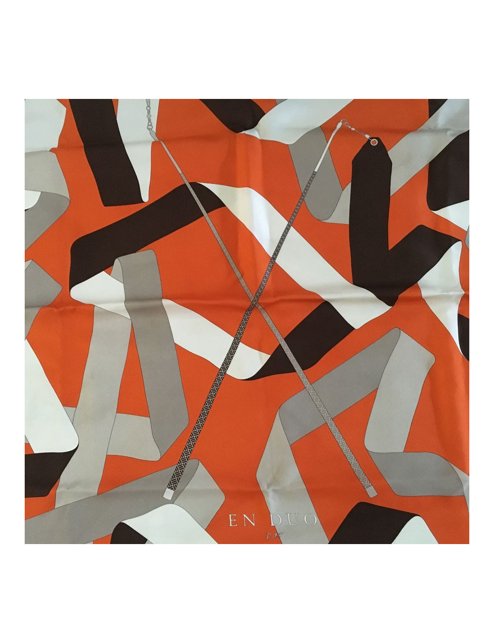 Square "duo" HERMES orange silk