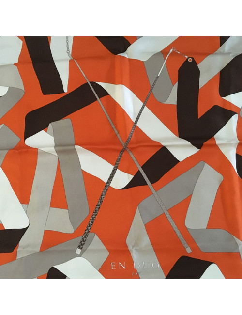 Square "duo" HERMES orange silk