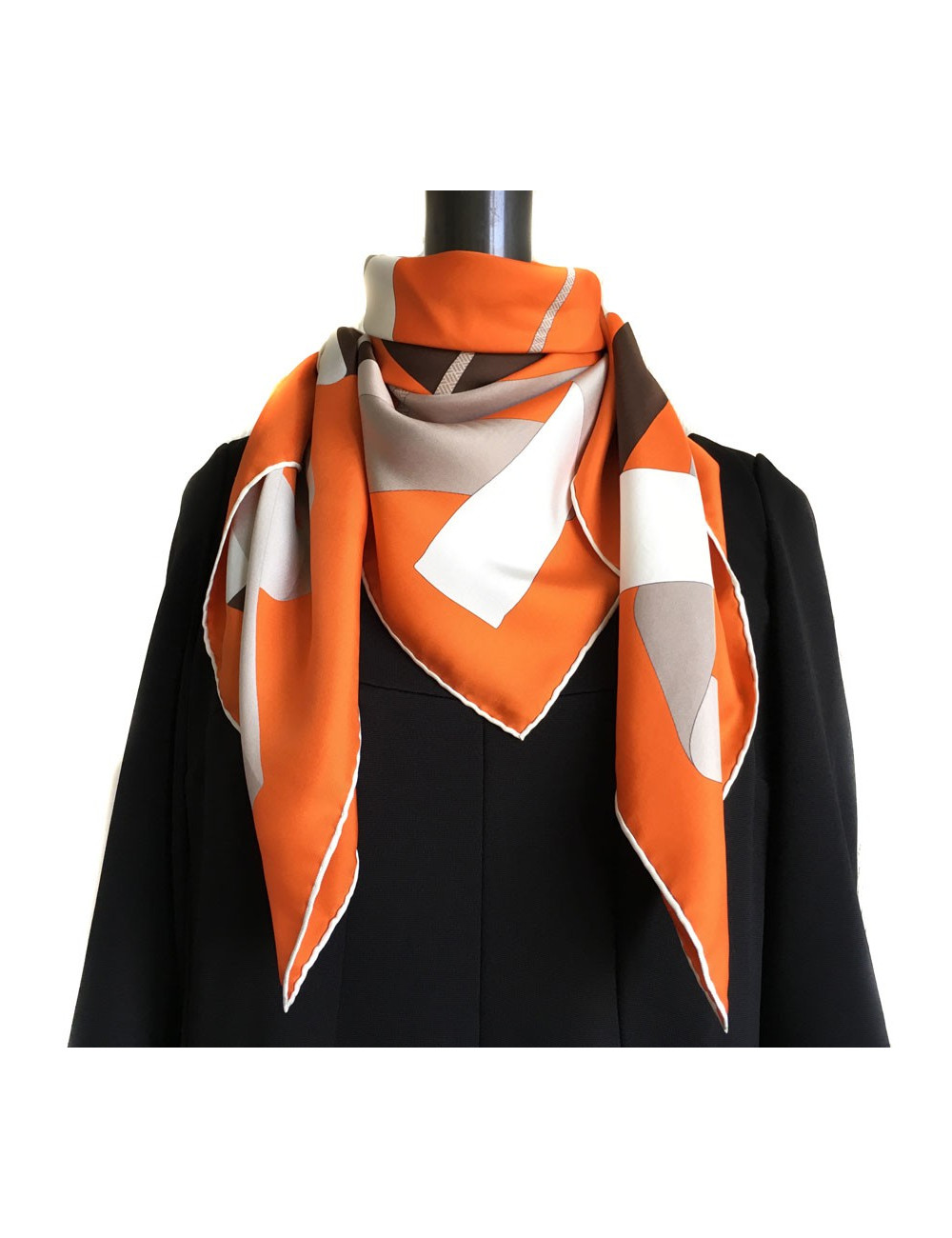 Square "duo" HERMES orange silk