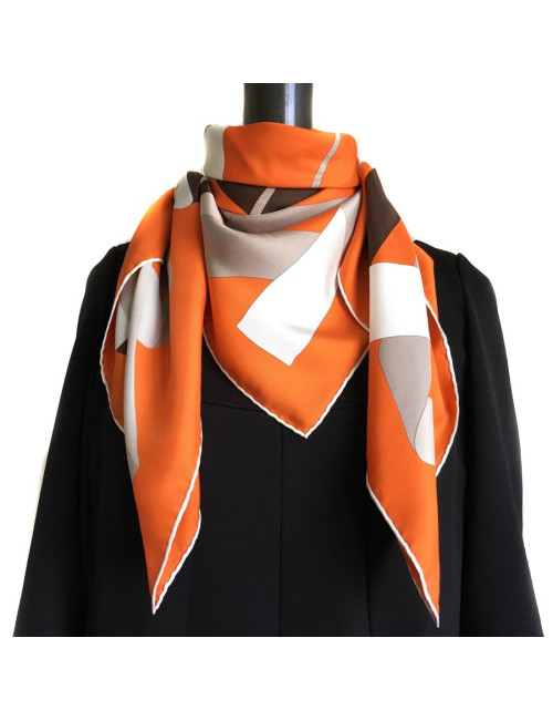Square "duo" HERMES orange silk