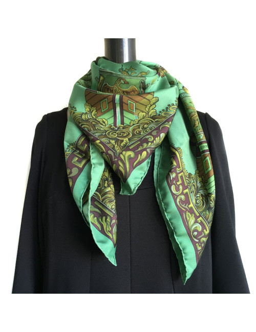 Hermès "Junks and Sampans" in green silk