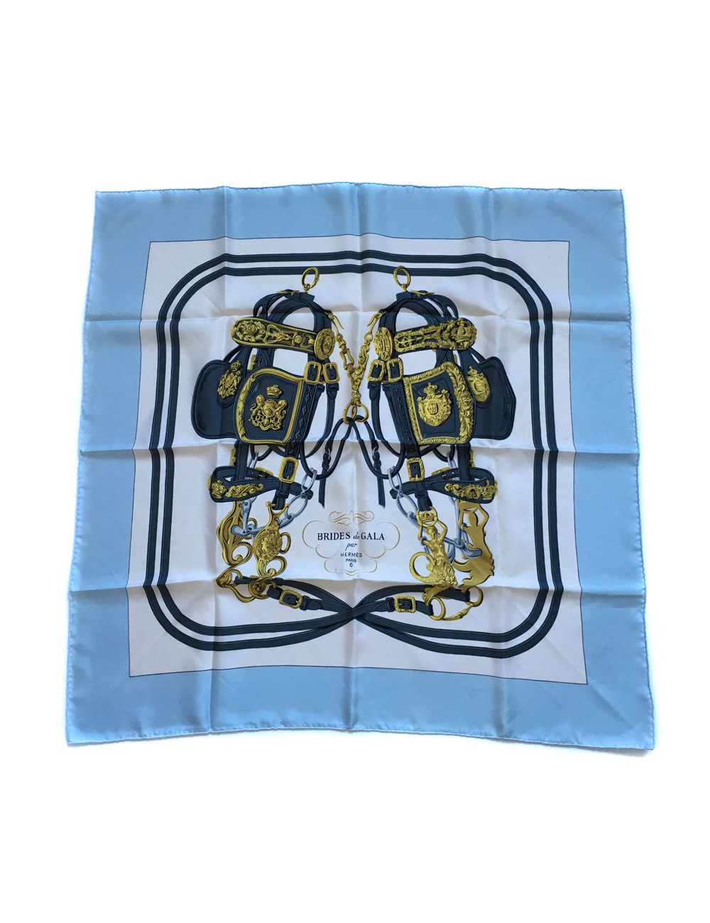 AUCTION Hermès "Brides de Gala" in sky blue and white silk