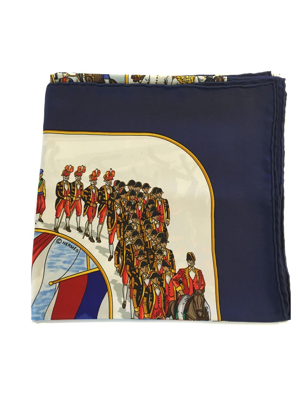 Square HERMES "Great procession in Moscow" in blue silk