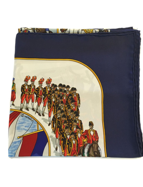 Square HERMES "Great procession in Moscow" in blue silk