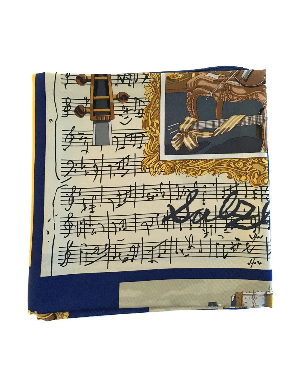 Hermès "Salzburg" Silk dark blue