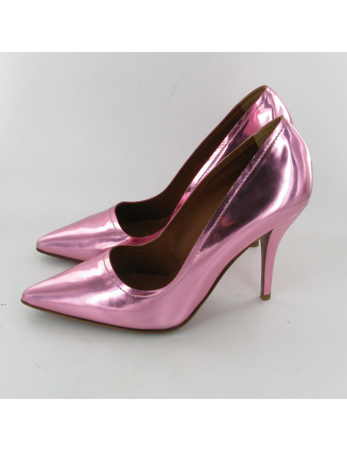 Escarpins cuir métallisé rose LANVIN