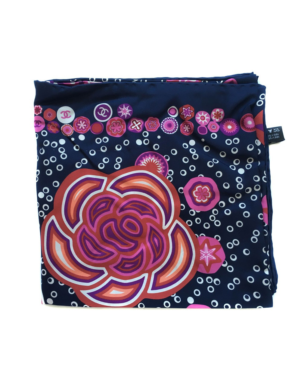 Midnight blue silk scarf CHANEL