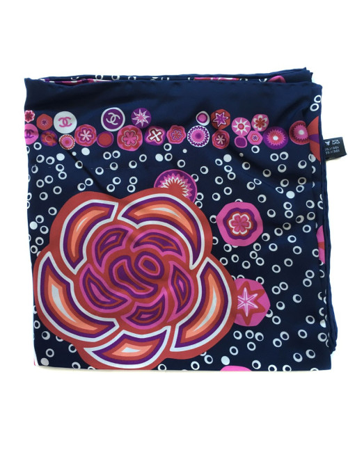 Midnight blue silk scarf CHANEL
