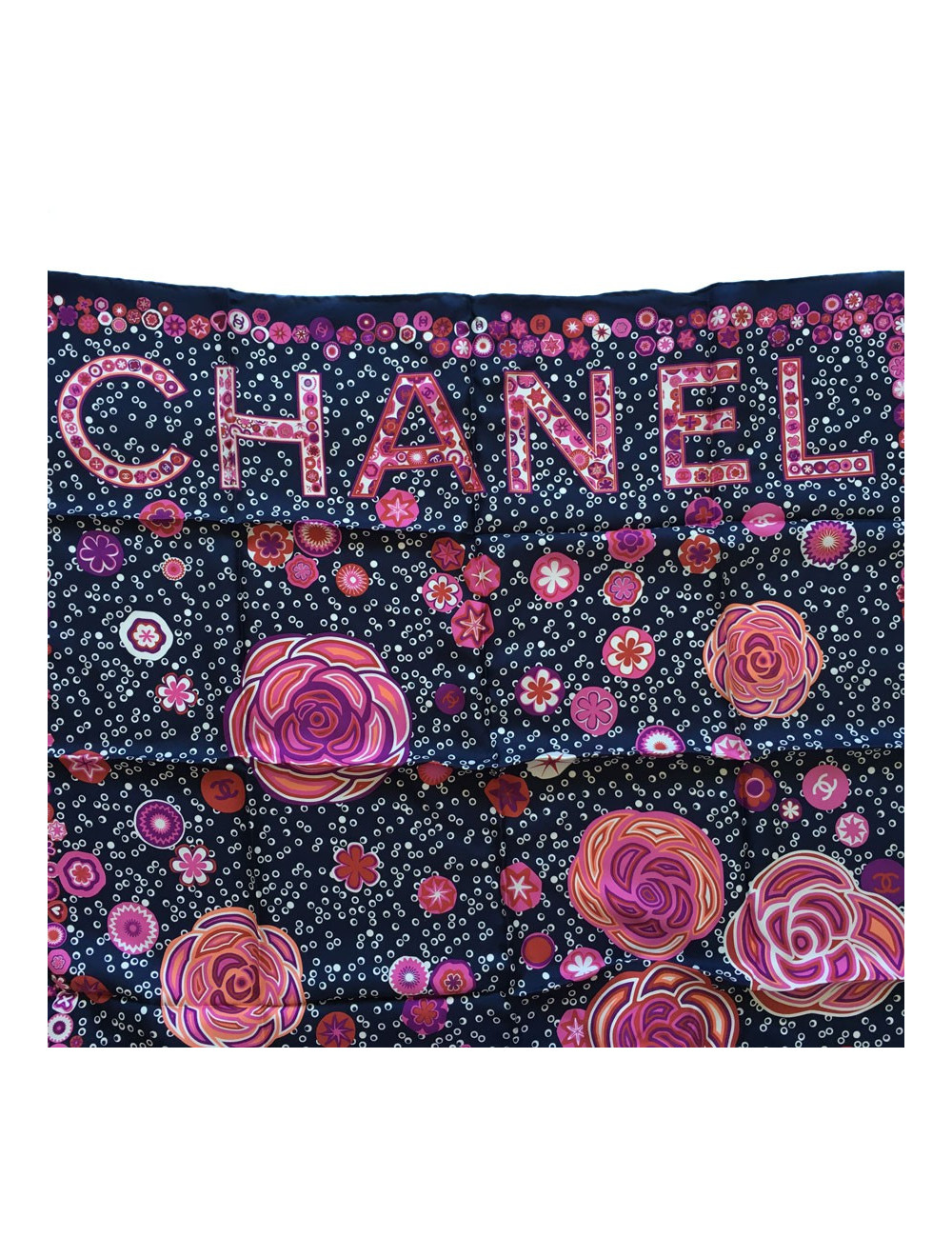 Midnight blue silk scarf CHANEL