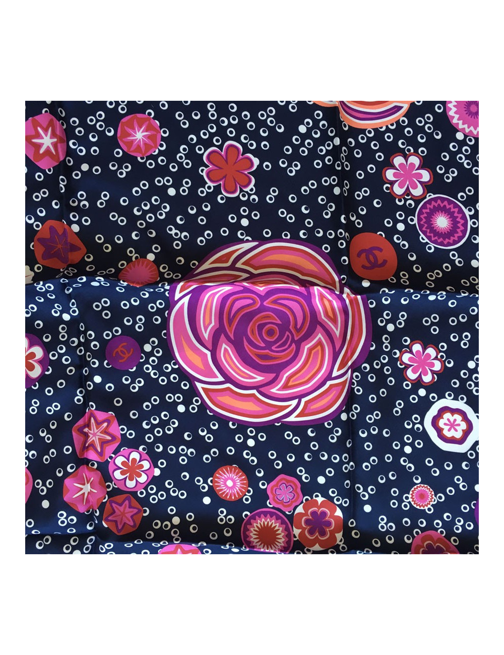 Midnight blue silk scarf CHANEL