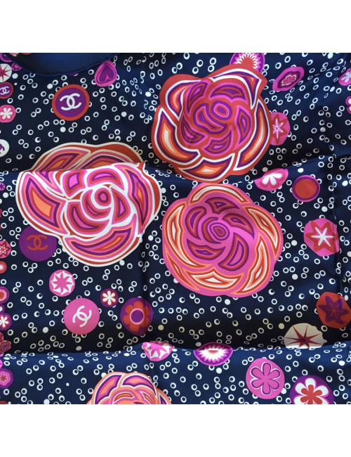 Midnight blue silk scarf CHANEL