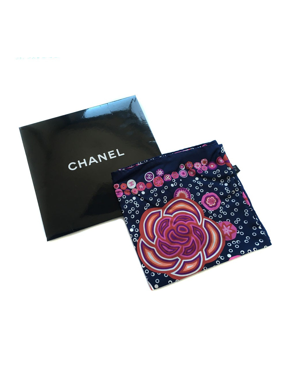 Midnight blue silk scarf CHANEL