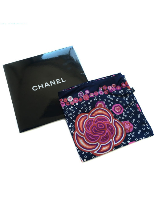 Midnight blue silk scarf CHANEL