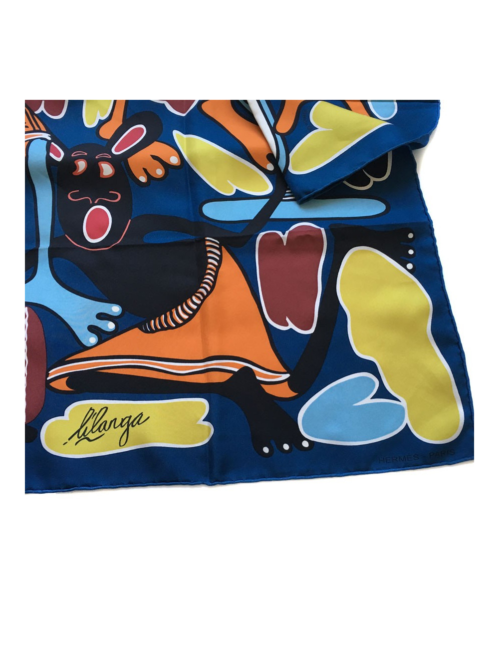 "Lilanga" HERMES square silk blue