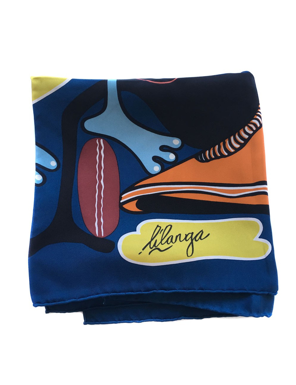 "Lilanga" HERMES square silk blue